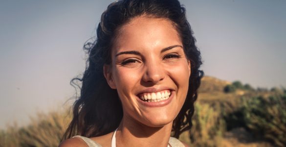 Close up of happy woman smiling