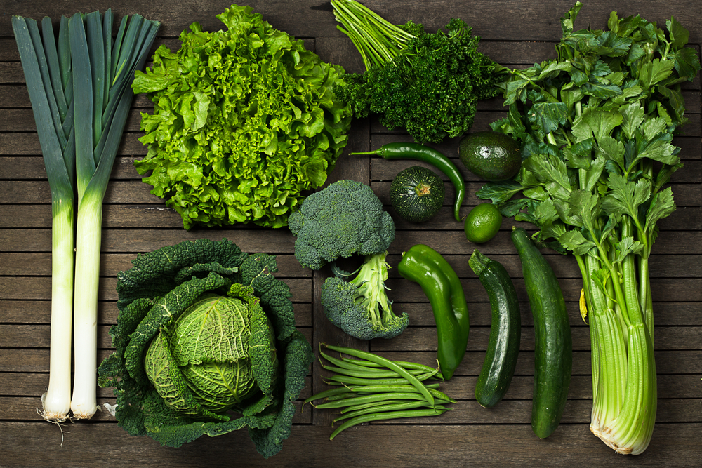 A range of green vegetables