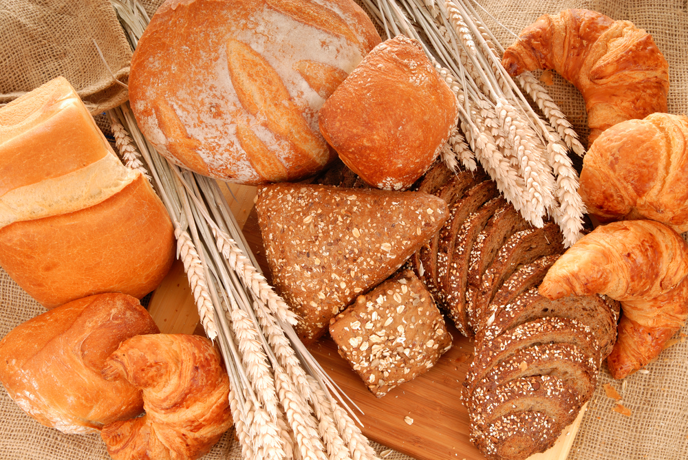 A range of breads containing gluten